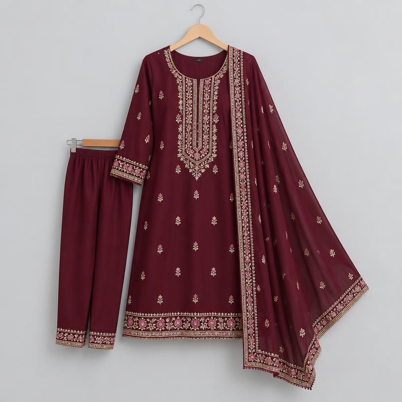 এমব্রয়ডারি থ্রি-পিস সেট